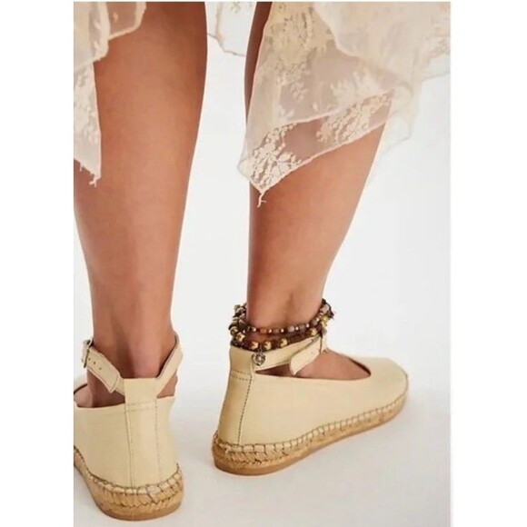 New Free People Mason Ballet Espadrille Flats Womens 6 Beige Leather Closed Toe - Picture 10 of 10
